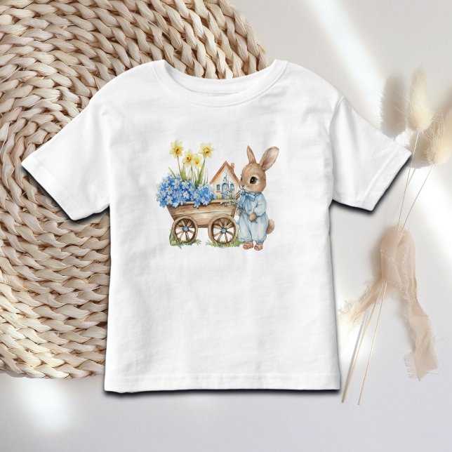 Custom Bunny mit Blue Blumen Kleinkind T-shirt (Von Creator hochgeladen)
