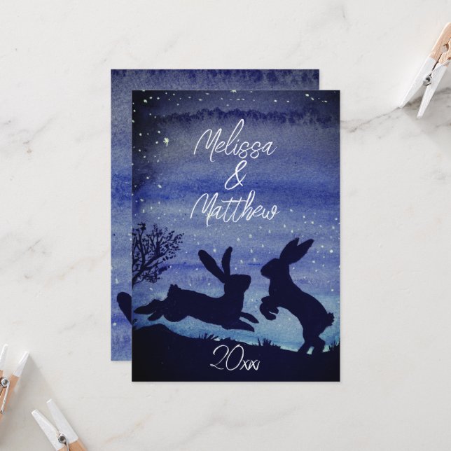 Custom Bunny Rabbit Blue Night Anniversary wünscht (Vorderseite/Rückseite Beispiel)