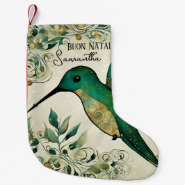 Custom Buon Natale Italian Green Hummingbird Kleiner Weihnachtsstrumpf