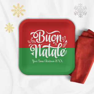Custom Buon Natale Italienisch Frohe Weihnachten Pappteller