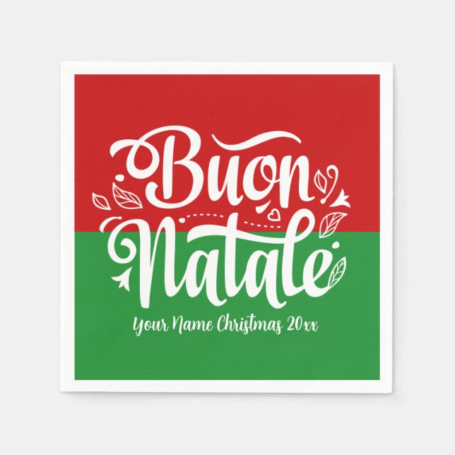 Custom Buon Natale Italienisch Frohe Weihnachten Serviette (Vorderseite)