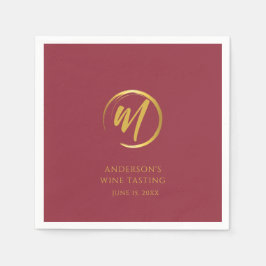 Custom Burgundy and Gold Monogram  Serviette