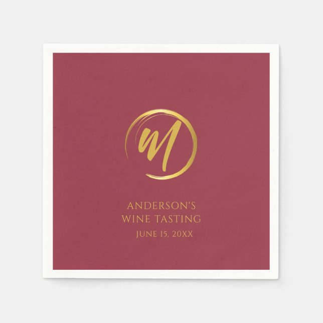 Custom Burgundy and Gold Monogram  Serviette (Vorderseite)
