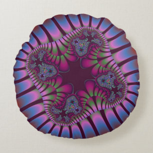 Custom Burgundy Blue Blume Round Throw Kissen