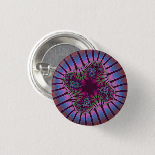 Custom Burgundy Blue Flower Small Round Button