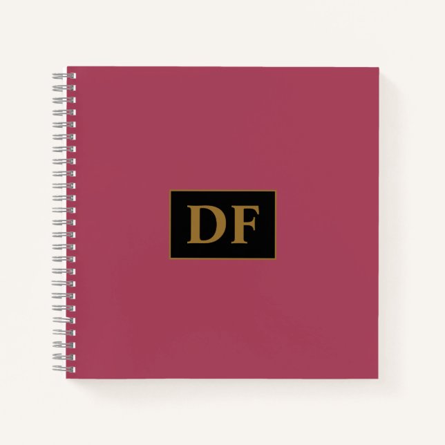 Custom Burgundy mit Gold-Initialen-Notebook Notizbuch (Vorderseite)