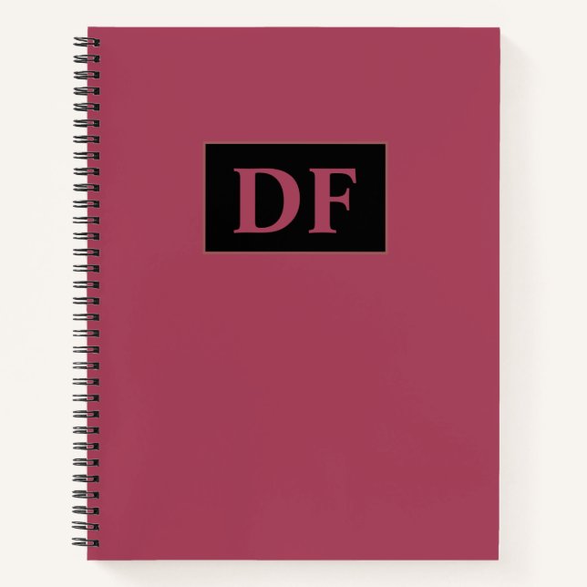 Custom Burgundy Mit Monogramm Notebook Notizbuch (Vorderseite)