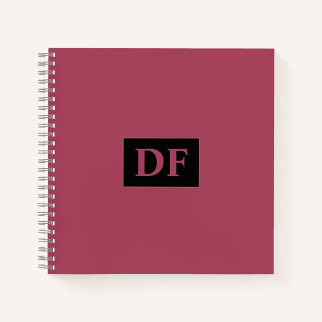 Custom Burgundy Mit Monogramm Notebook Notizbuch (Vorderseite)