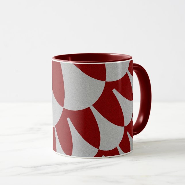 Custom Burgundy Silver Scales Coffee Tasse (VorderseiteRechts)