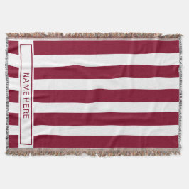 Custom Burgundy Stripe Blanket mit Ihrem Namen Decke