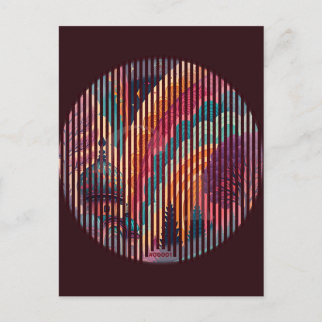 Custom Burgundy Striping Art Postcard Postkarte (Vorderseite)
