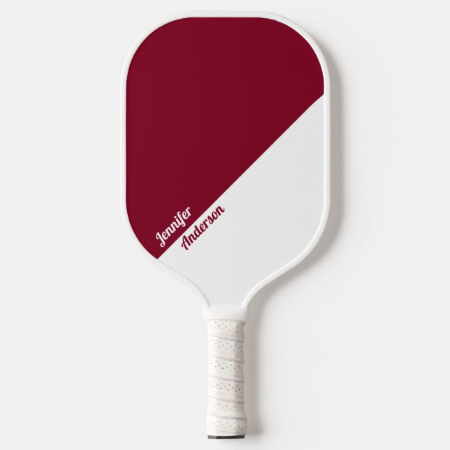 Custom Burgundy und White Pickleball Schläger (Vorderseite)