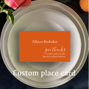 Custom Burnt Orange geben Danknamen Erntedank Platzkarte