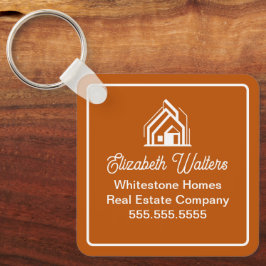 Custom Burnt Orange Real Estate Company Realtor Schlüsselanhänger