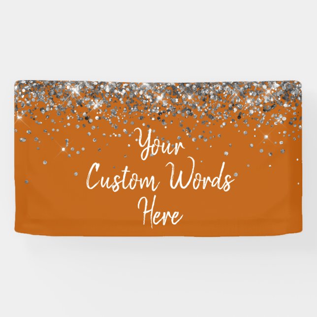 Custom Burnt Orange & Silver Birthday Party Photo Banner (Horizontal)
