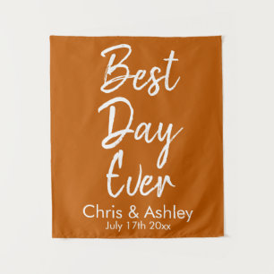 Custom Burnt Orange Wedding Background Bester Tag  Wandteppich