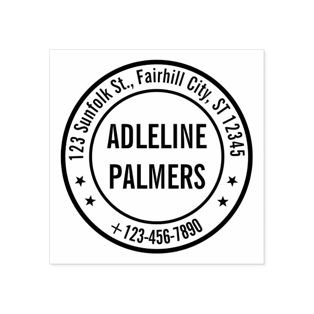 Custom Business Address Stamp – Round Design Gummistempel (Prägung)