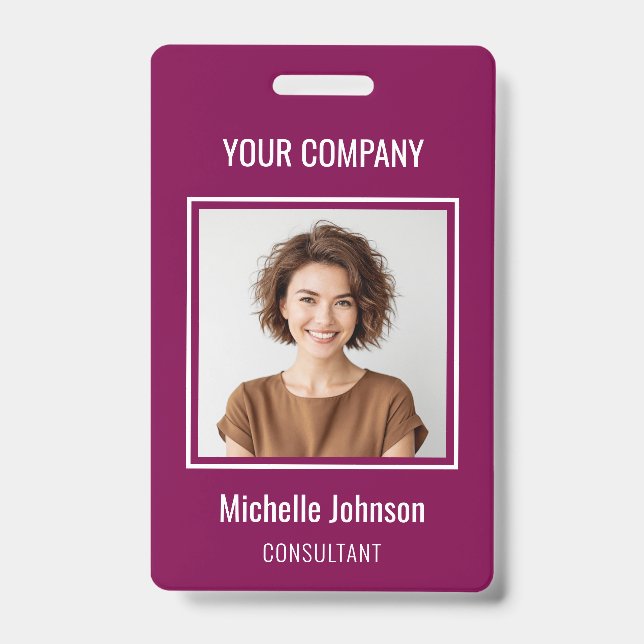 Custom Business Basic Simple Employee Name Photo Ausweis (Vorderseite)