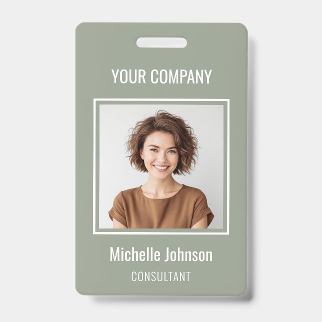 Custom Business Basic Simple Employee Name Photo Ausweis (Vorderseite)