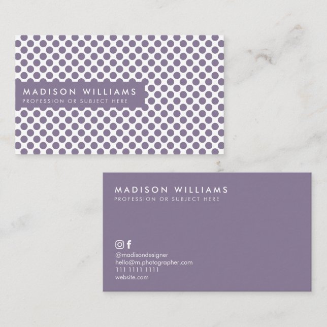 Custom Business Cards Minimal Polka Dot Stilvoll Visitenkarte (Vorne/Hinten)