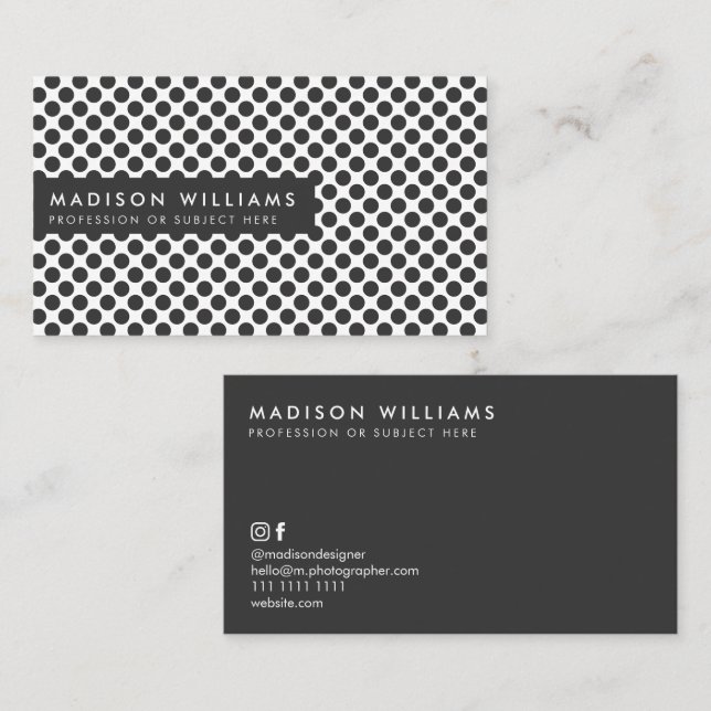 Custom Business Cards Minimal Polka Dot Stilvoll Visitenkarte (Vorne/Hinten)
