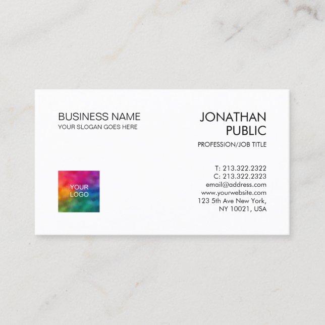 Custom Business Cards Trendy Simple Modern Elegant Visitenkarte (Vorderseite)