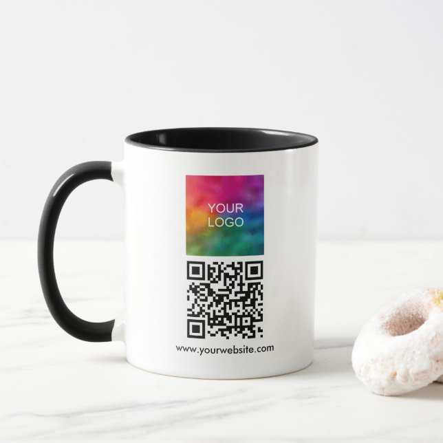 Custom Business Company Logo QR Code Combo Tasse (Mit Donut)