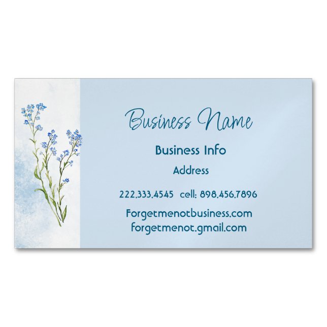 Custom Business Forget-me-not Flower Magnetische Visitenkarte (Vorderseite)
