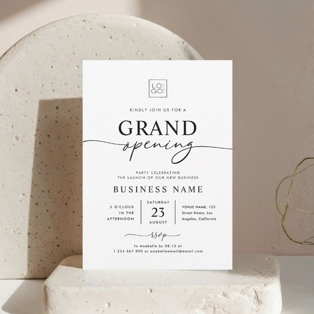 Custom Business Grand Opening Minimalistisches Par Einladung (Von Creator hochgeladen)
