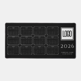 Custom Business Logo 2026 Black Calendar Desk Mat Schreibtischunterlage