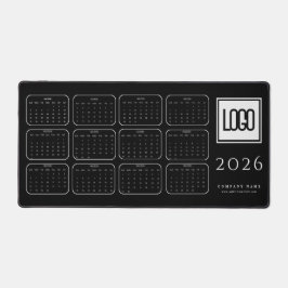 Custom Business Logo 2026 Black Calendar Desk Mat Schreibtischunterlage