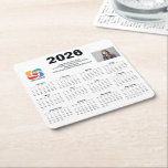 Custom Business Logo 2026 Company Calendar Rechteckiger Pappuntersetzer<br><div class="desc">This modern business calendar paper coaster is custom made with your professional company name under the the agent name in chic typography. These minimalist black and white calendars feature your logo on one side and personalized photo on the other. Contemporary marketing tools for a corporation in 2026. The weeks start...</div>