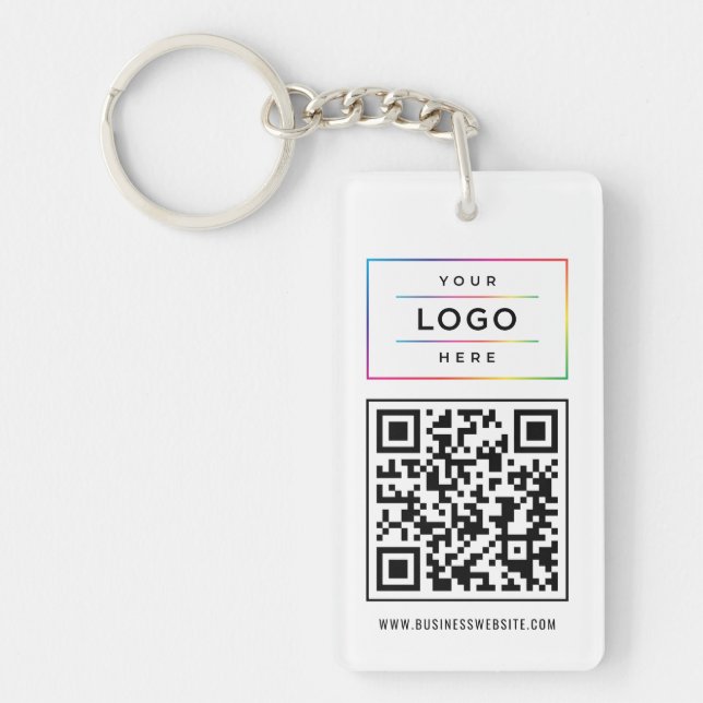 Custom Business Logo and Website QR Code Schlüsselanhänger (Vorderseite)
