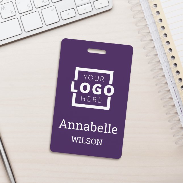 Custom Business Logo Basic Employee Name Purple Ausweis (Von Creator hochgeladen)
