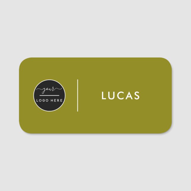 Custom Business Logo Basic Employee Staff Name  Na Namensschild (Vorderseite)