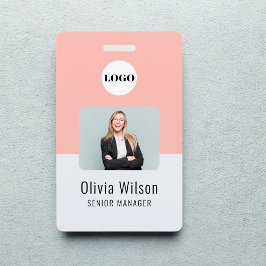 Custom Business Logo Employee Photo Blush Pink ID Ausweis