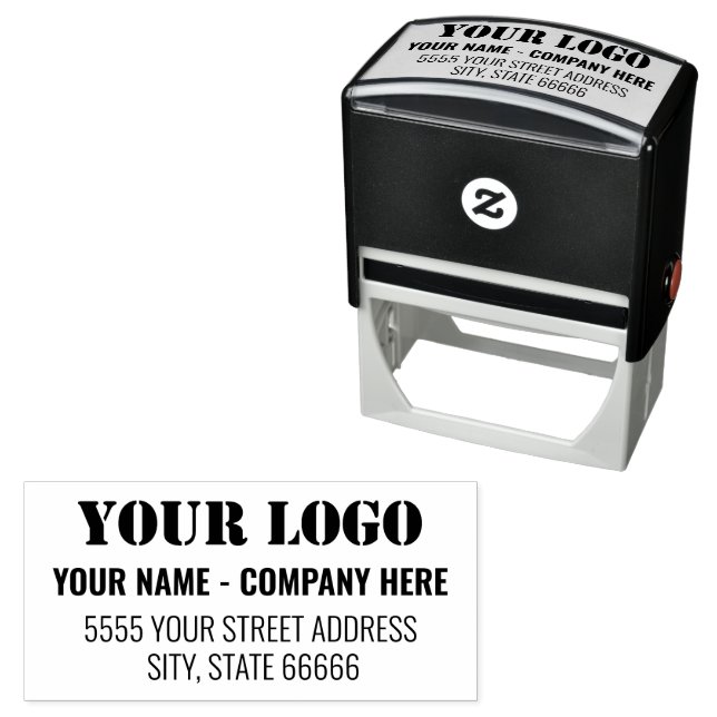 Custom Business Logo Name Address Stamp Example Permastempel (Beispiel)