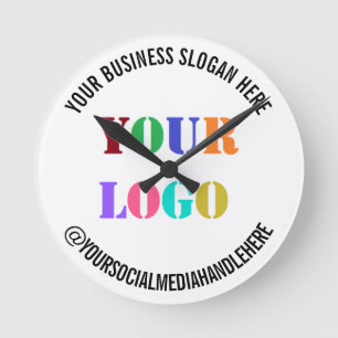 Custom Business Logo Promotional Social Media Name Runde Wanduhr