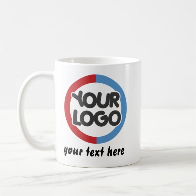Custom Business Logo Text Mug for Businesses  Gift Kaffeetasse (Links)