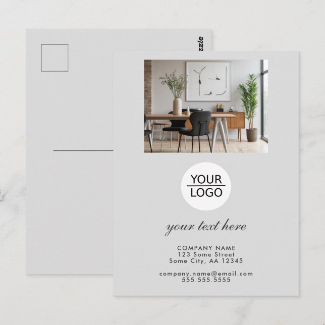 Custom Business Logo & Text Office Postkarte (Vorne/Hinten)