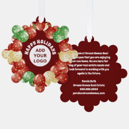 Custom Business Logo Weihnachtsballons Red Ornament Karte