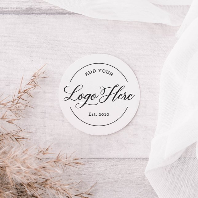 Custom Business Logo White Branded Modern Runder Aufkleber (Von Creator hochgeladen)