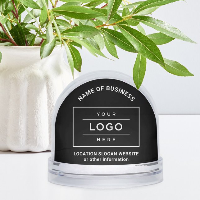 Custom Business Name and Logo Black Branded Schneekugeln (Von Creator hochgeladen)