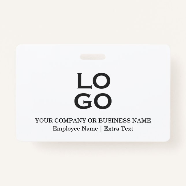 Custom Business or Company Logo & Title on White Ausweis (Vorderseite)