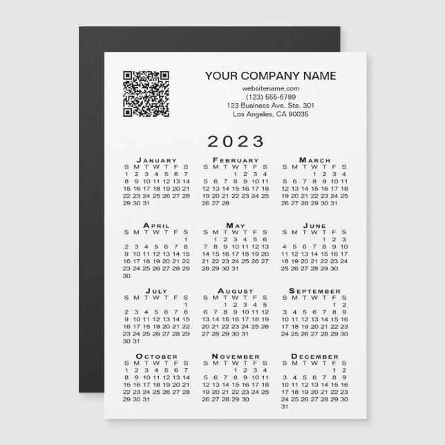 Custom Business QR Code 2023 Calendar Magnet Card (Vorne/Hinten)