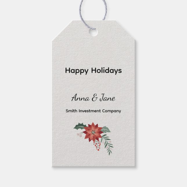 Custom Business Red Holiday Flower Bough Holiday  Geschenkanhänger (Vorderseite)