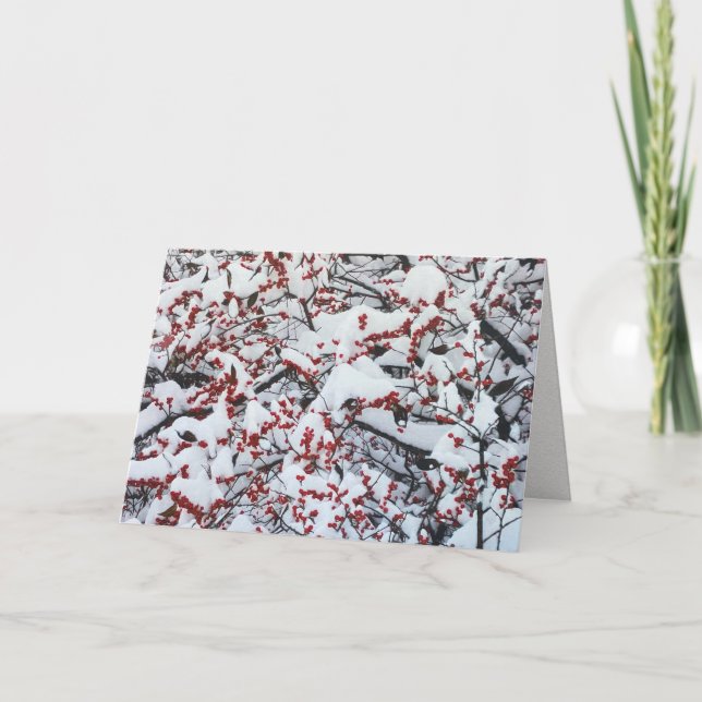 Custom Business Snow Branches Berries Holiday Karte (Vorderseite)