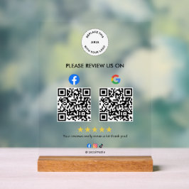 Custom Business Social Review Acrylic Sign with QR Acrylschild
