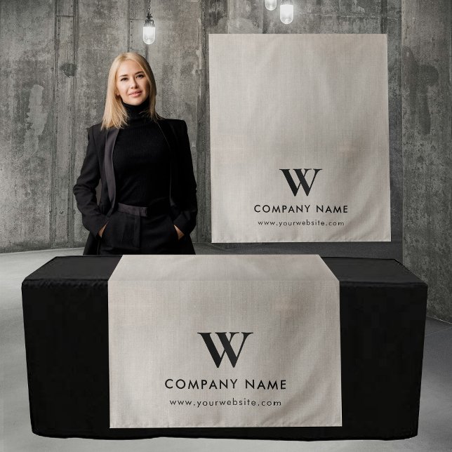 Custom Business Table Runner Banner Beige Linen Wandteppich (Custom Business Table Runner Banner Beige Linen Tapestry)