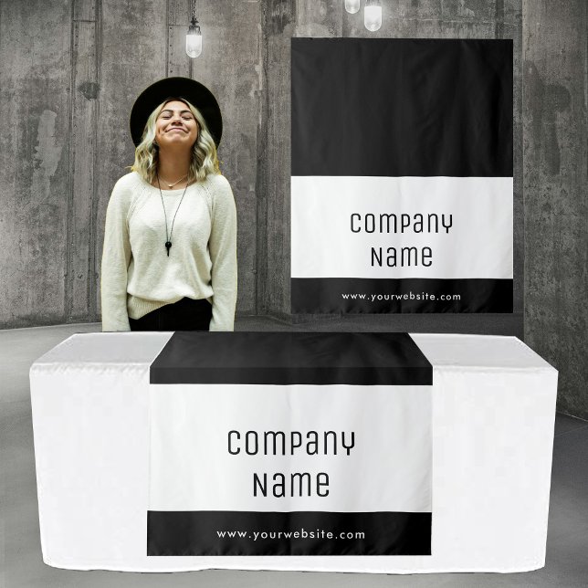 Custom Business Table Runner Banner Black White Wandteppich (Custom Business Table Runner Banner Black White Tapestry)